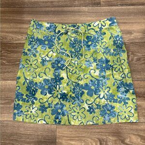 Ojai Floral Green and Blue Women's Mini Skirt Size 6